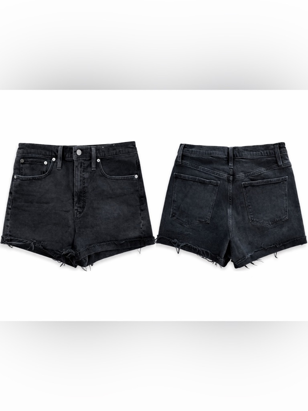 Madewell High-Rise Denim Shorts Size 28 | Black Frayed Hem Cutoffs